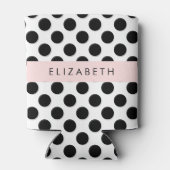 Zwart-witte pooldots, gedopt, Jouw naam Blikjeskoeler (Achterkant)