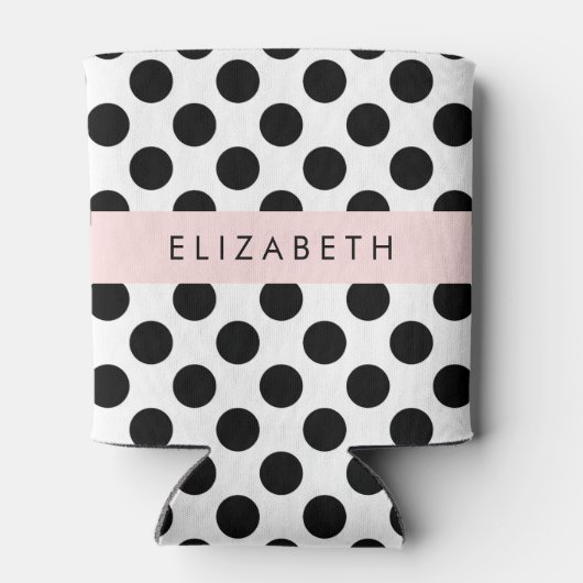 Zwart-witte pooldots, gedopt, Jouw naam Blikjeskoeler (Achterkant)