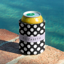 Zwart-witte pooldots, gedopt, Jouw naam Blikjeskoeler