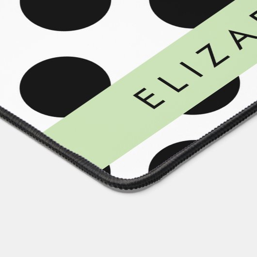 Zwart-witte pooldots, gedopt, Jouw naam Bureaumat (Hoek)