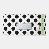 Zwart-witte pooldots, gedopt, Jouw naam Bureaumat (Keyboard & Muis)