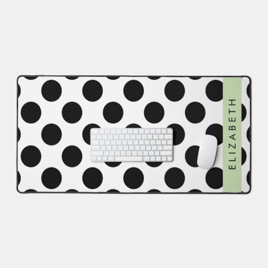 Zwart-witte pooldots, gedopt, Jouw naam Bureaumat (Keyboard & Muis)