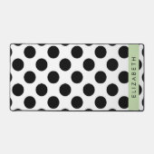 Zwart-witte pooldots, gedopt, Jouw naam Bureaumat (Voorkant)