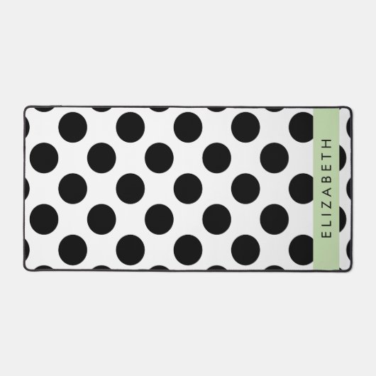 Zwart-witte pooldots, gedopt, Jouw naam Bureaumat (Voorkant)