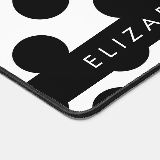 Zwart-witte pooldots, gedopt, Jouw naam Bureaumat (Hoek)