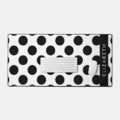 Zwart-witte pooldots, gedopt, Jouw naam Bureaumat (Keyboard & Muis)