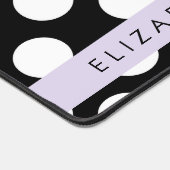 Zwart-witte pooldots, gedopt, Jouw naam Bureaumat (Hoek)