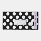 Zwart-witte pooldots, gedopt, Jouw naam Bureaumat (Keyboard & Muis)