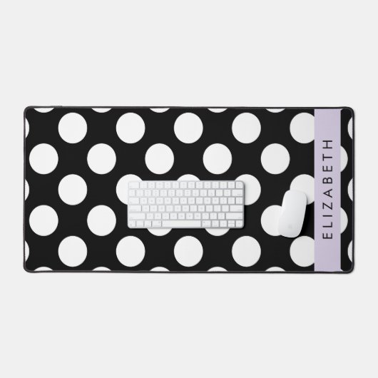 Zwart-witte pooldots, gedopt, Jouw naam Bureaumat (Keyboard & Muis)