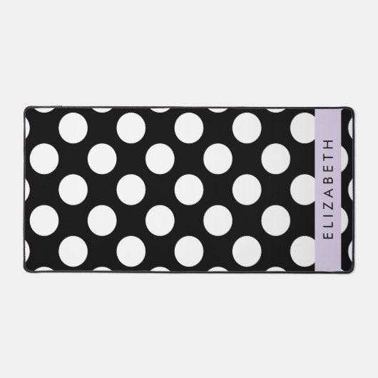 Zwart-witte pooldots, gedopt, Jouw naam Bureaumat (Voorkant)