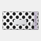 Zwart-witte pooldots, gedopt, Jouw naam Bureaumat (Keyboard & Muis)