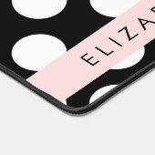 Zwart-witte pooldots, gedopt, Jouw naam Bureaumat (Hoek)