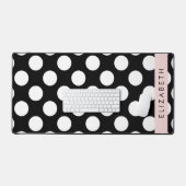 Zwart-witte pooldots, gedopt, Jouw naam Bureaumat (Keyboard & Muis)