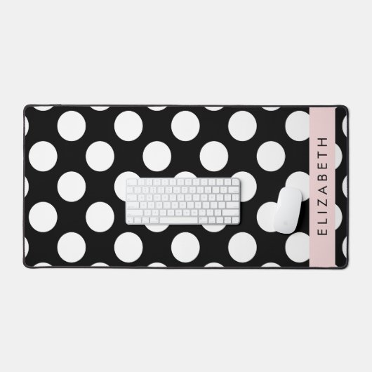 Zwart-witte pooldots, gedopt, Jouw naam Bureaumat (Keyboard & Muis)