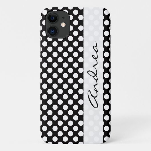 Zwart-witte pooldots, gedopt, Jouw naam Case-Mate iPhone Case (Achterkant)