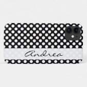 Zwart-witte pooldots, gedopt, Jouw naam Case-Mate iPhone Case (Achterkant (horizontaal))