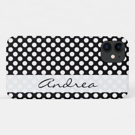 Zwart-witte pooldots, gedopt, Jouw naam Case-Mate iPhone Case (Achterkant (horizontaal))