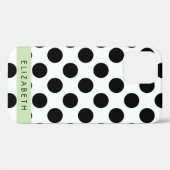 Zwart-witte pooldots, gedopt, Jouw naam Case-Mate iPhone Case (Achterkant (horizontaal))