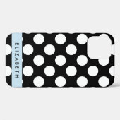 Zwart-witte pooldots, gedopt, Jouw naam Case-Mate iPhone Case (Achterkant (horizontaal))