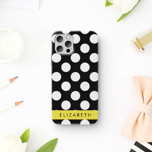 Zwart-witte pooldots, gedopt, Jouw naam Case-Mate iPhone Case