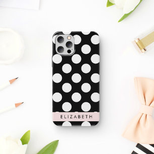 Zwart-witte pooldots, gedopt, Jouw naam Case-Mate iPhone Case