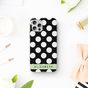 Zwart-witte pooldots, gedopt, Jouw naam Case-Mate iPhone Case