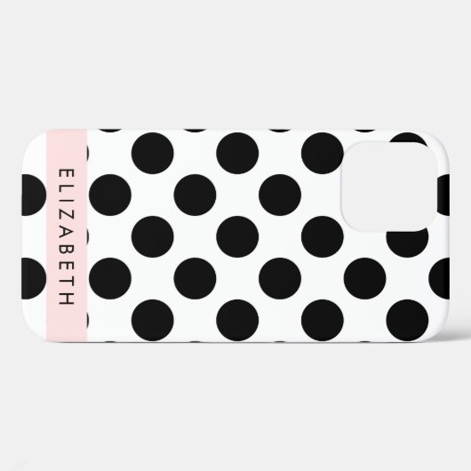 Zwart-witte pooldots, gedopt, Jouw naam Case-Mate iPhone Case (Achterkant (horizontaal))