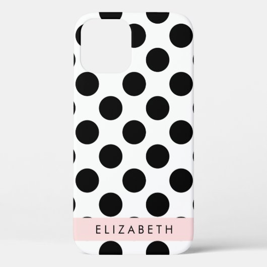 Zwart-witte pooldots, gedopt, Jouw naam Case-Mate iPhone Case (Achterkant)