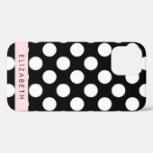 Zwart-witte pooldots, gedopt, Jouw naam Case-Mate iPhone Case (Achterkant (horizontaal))