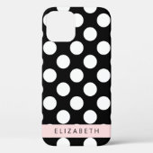Zwart-witte pooldots, gedopt, Jouw naam Case-Mate iPhone Case (Achterkant)