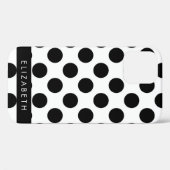 Zwart-witte pooldots, gedopt, Jouw naam Case-Mate iPhone Case (Achterkant (horizontaal))