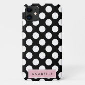 Zwart-witte pooldots, gedopt, Jouw naam Case-Mate iPhone Case (Achterkant)