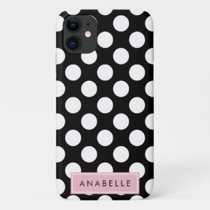 Zwart-witte pooldots, gedopt, Jouw naam Case-Mate iPhone Case