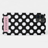 Zwart-witte pooldots, gedopt, Jouw naam Case-Mate iPhone Case (Achterkant (horizontaal))