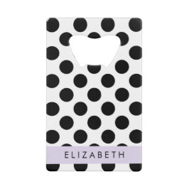 Zwart-witte pooldots, gedopt, Jouw naam Creditkaart Flessenopener