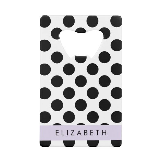 Zwart-witte pooldots, gedopt, Jouw naam Creditkaart Flessenopener (Voorkant)