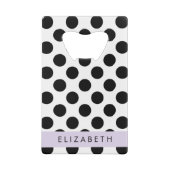 Zwart-witte pooldots, gedopt, Jouw naam Creditkaart Flessenopener (Achterkant)
