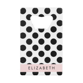 Zwart-witte pooldots, gedopt, Jouw naam Creditkaart Flessenopener