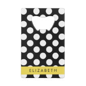 Zwart-witte pooldots, gedopt, Jouw naam Creditkaart Flessenopener (Achterkant)