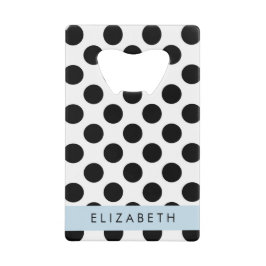 Zwart-witte pooldots, gedopt, Jouw naam Creditkaart Flessenopener