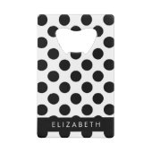 Zwart-witte pooldots, gedopt, Jouw naam Creditkaart Flessenopener (Achterkant)