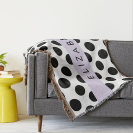 Zwart-witte pooldots, gedopt, Jouw naam Deken