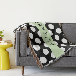 Zwart-witte pooldots, gedopt, Jouw naam Deken