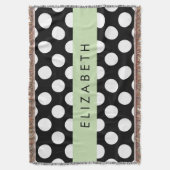 Zwart-witte pooldots, gedopt, Jouw naam Deken (Voorkant Verticaal)