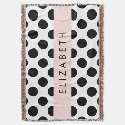 Zwart-witte pooldots, gedopt, Jouw naam Deken (Voorkant Verticaal)