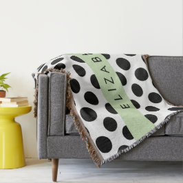 Zwart-witte pooldots, gedopt, Jouw naam Deken