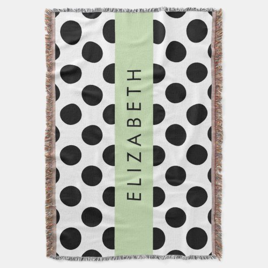 Zwart-witte pooldots, gedopt, Jouw naam Deken (Voorkant Verticaal)