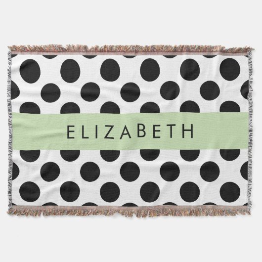 Zwart-witte pooldots, gedopt, Jouw naam Deken (Voorkant)