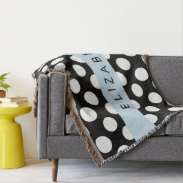 Zwart-witte pooldots, gedopt, Jouw naam Deken