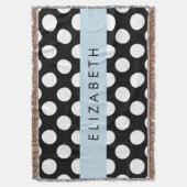 Zwart-witte pooldots, gedopt, Jouw naam Deken (Voorkant Verticaal)